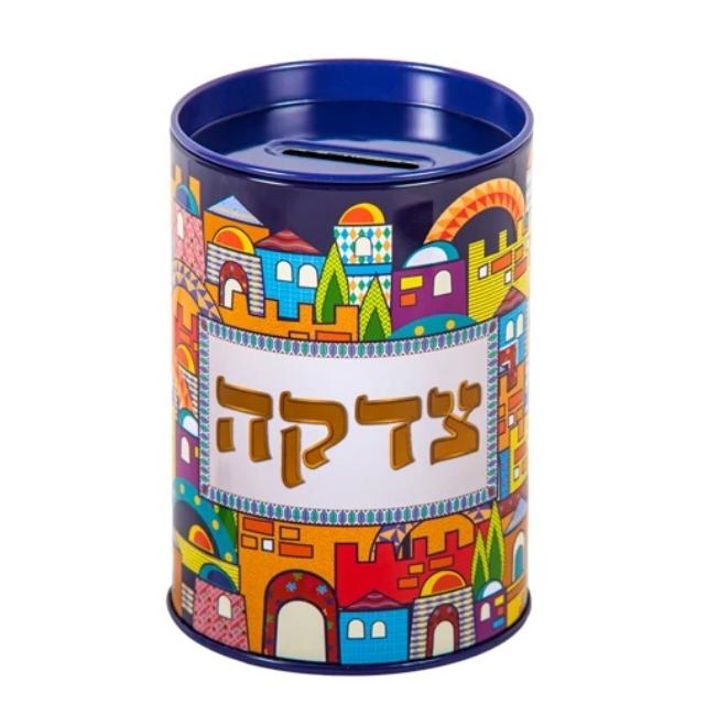 קופת צדקה פח גוון דמוי עץ 11 ס
