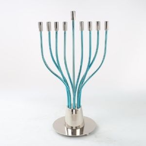 חנוכייה מעוגלת טורקיז